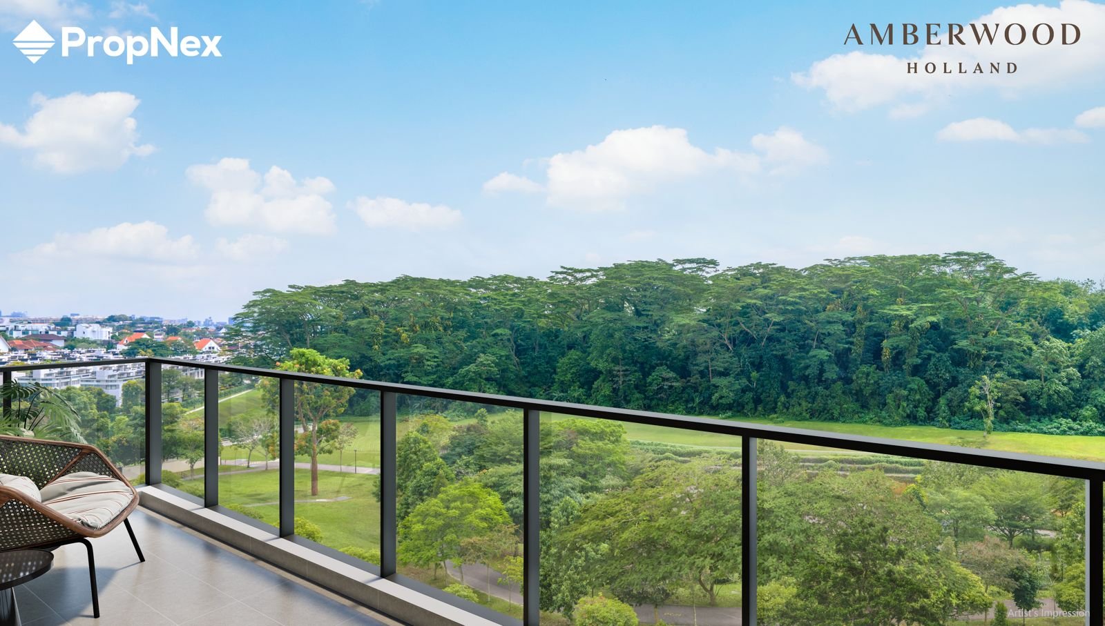 View from a balcony over the tree canopy