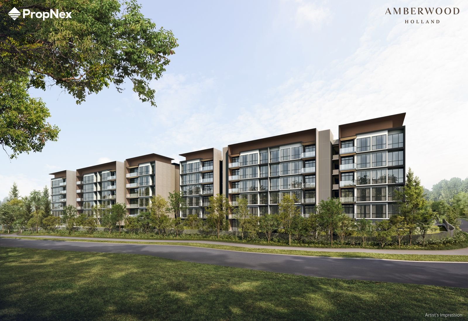Elevated site and landscaping at Amberwood at Holland