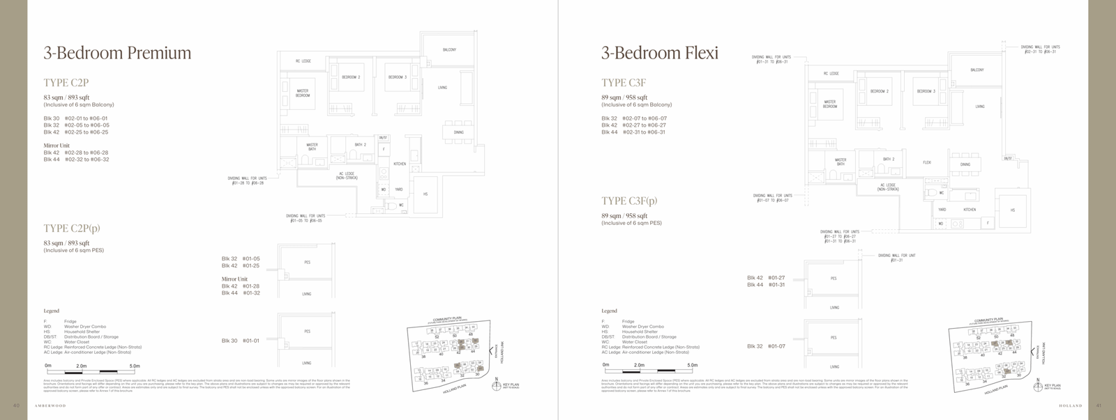 Floor plan sheet from the developer's Amberwood at Holland plans