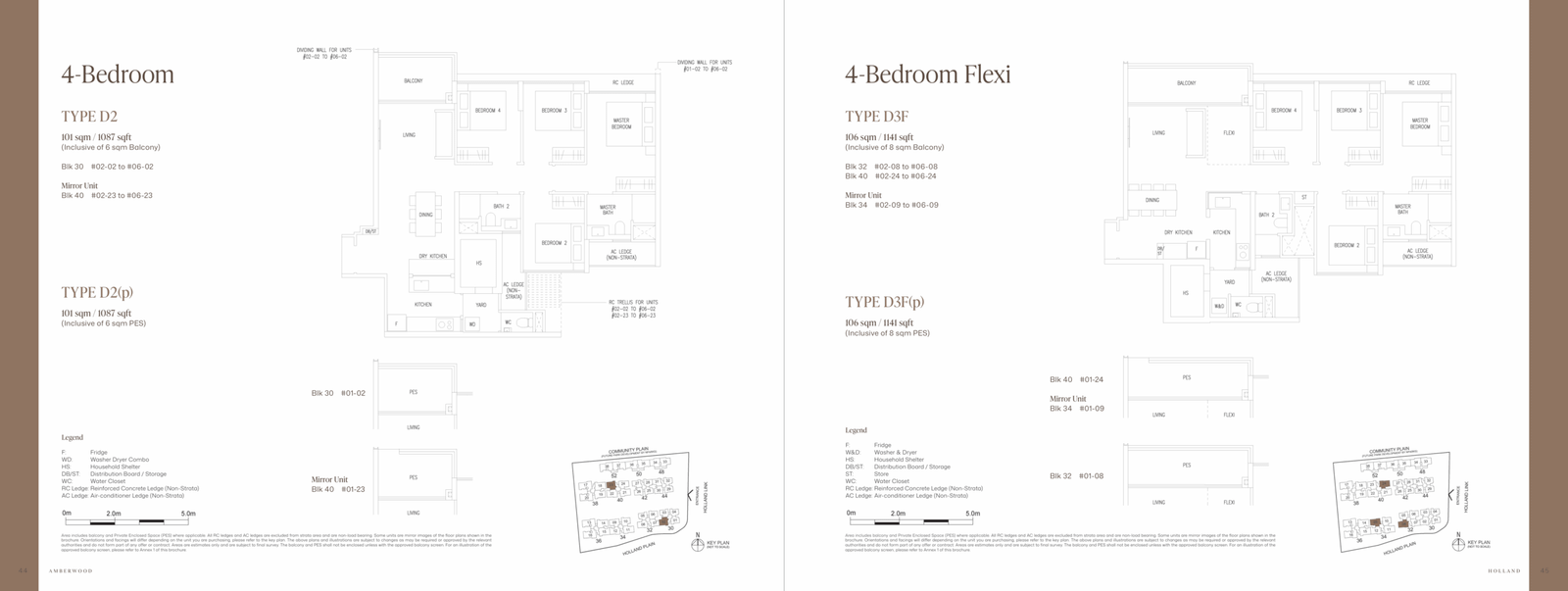 Floor plan sheet from the developer's Amberwood at Holland plans