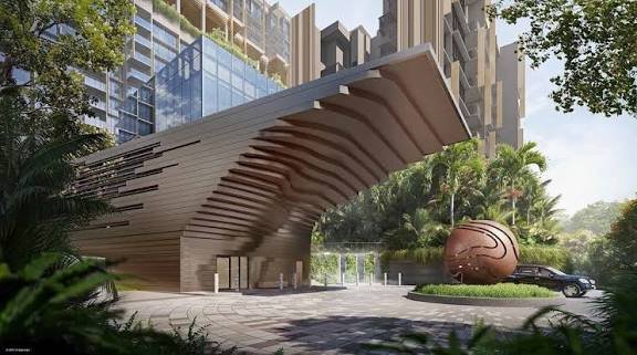 Clovelle of Woodlands — artist’s impression of the covered drop-off and arrival canopy