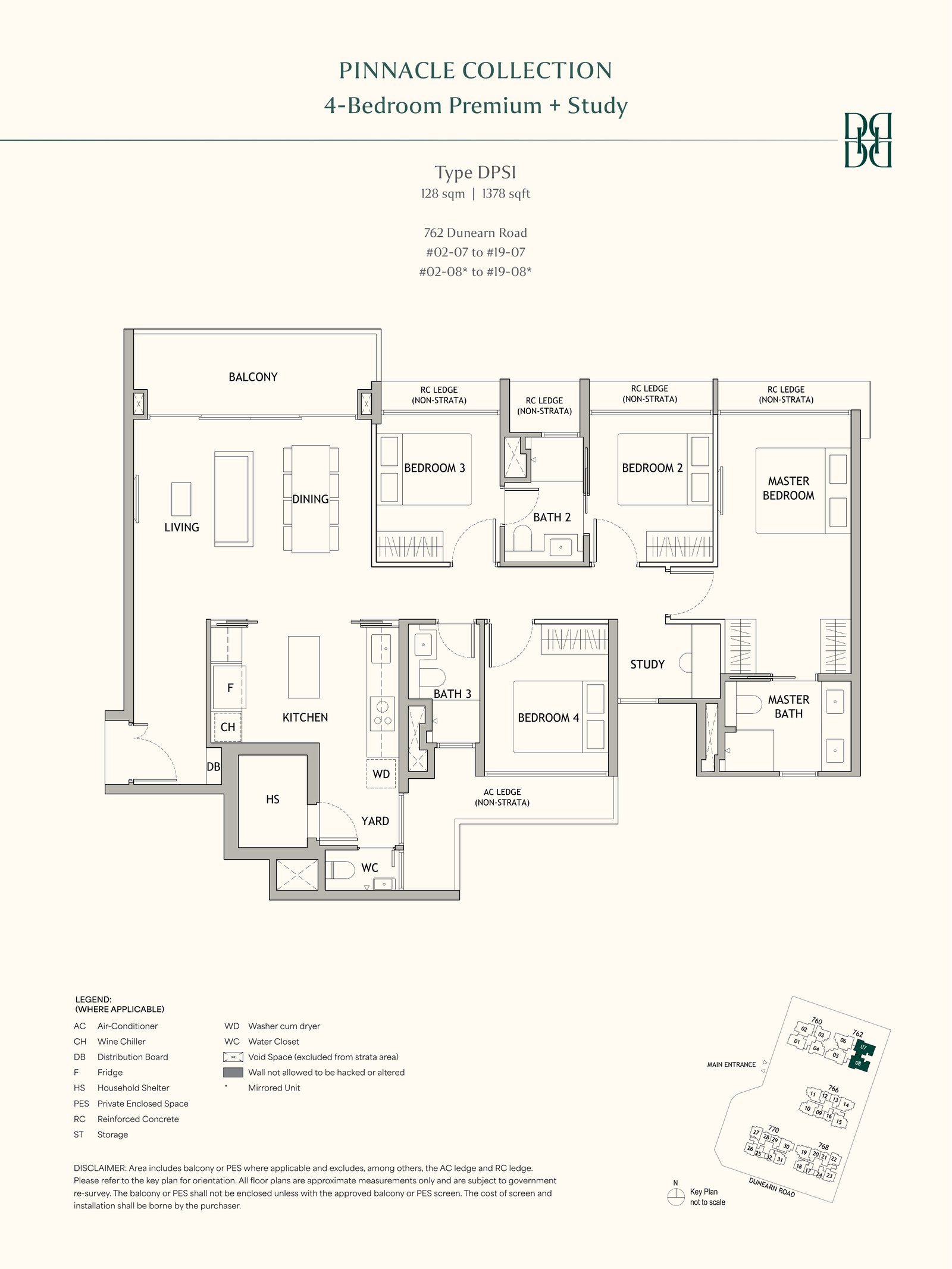 Dunearn House four-bedroom premium plus study Type DPS1 floor plan