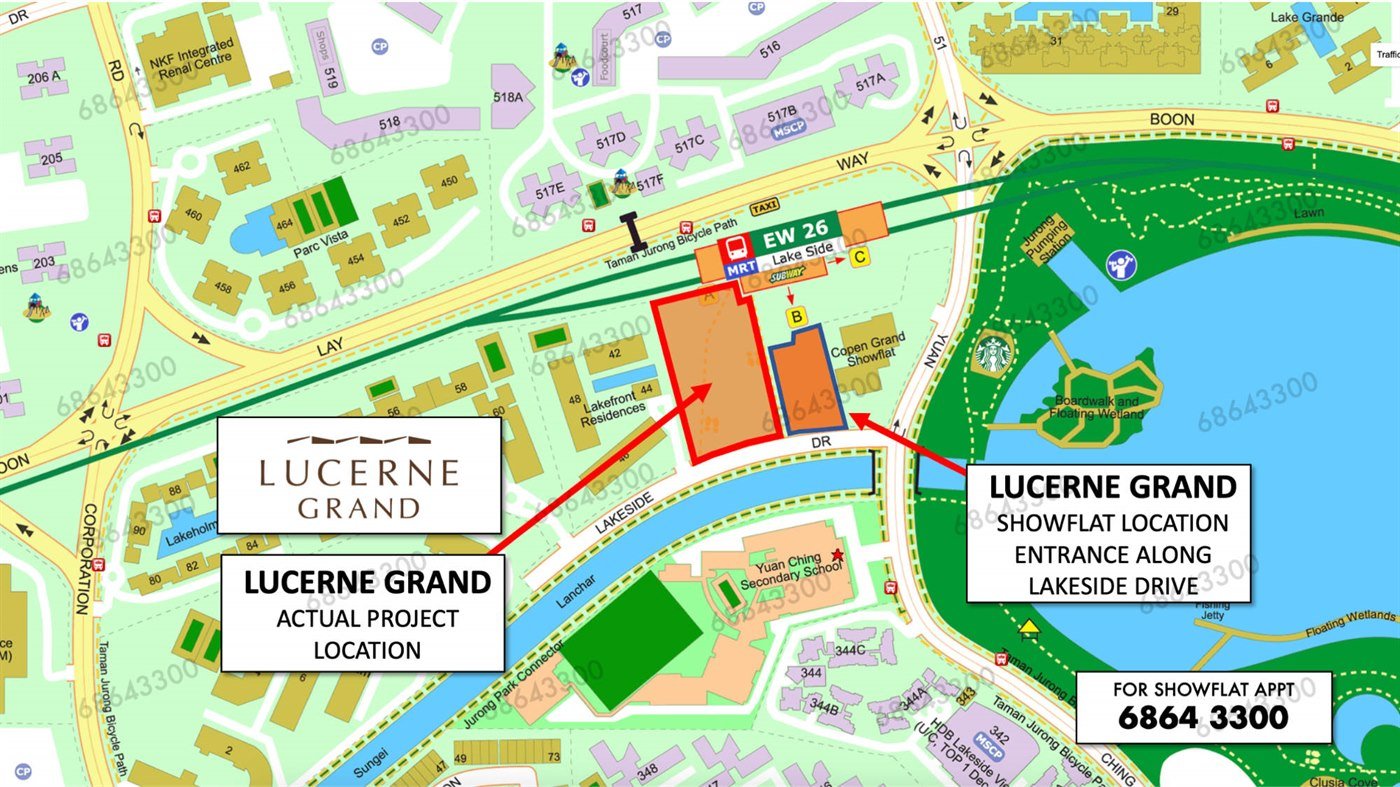 Showflat location map for Lucerne Grand