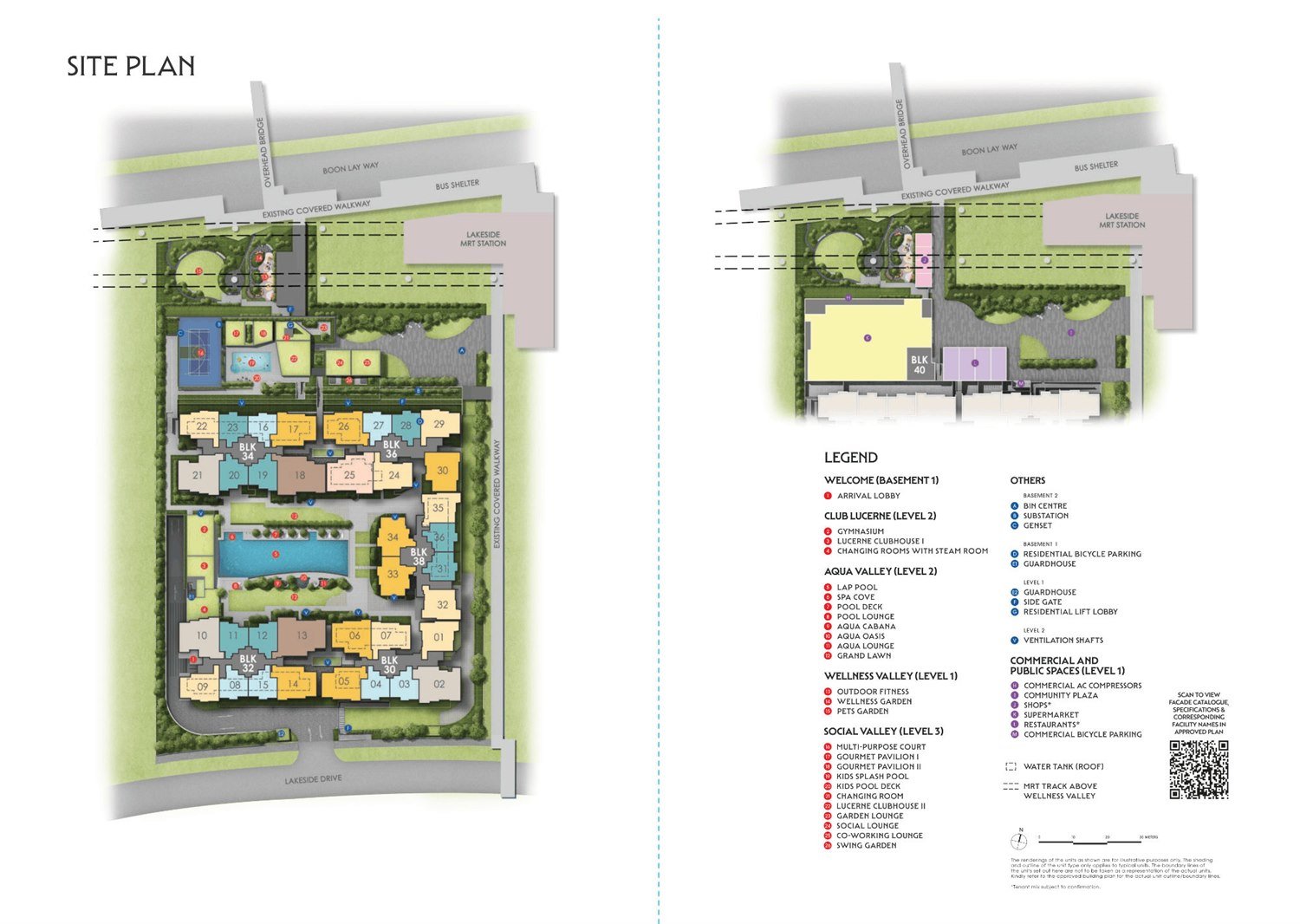Lucerne Grand site plan showing five residential towers, facilities and retail podium