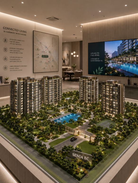Scale model of the development at the showroom