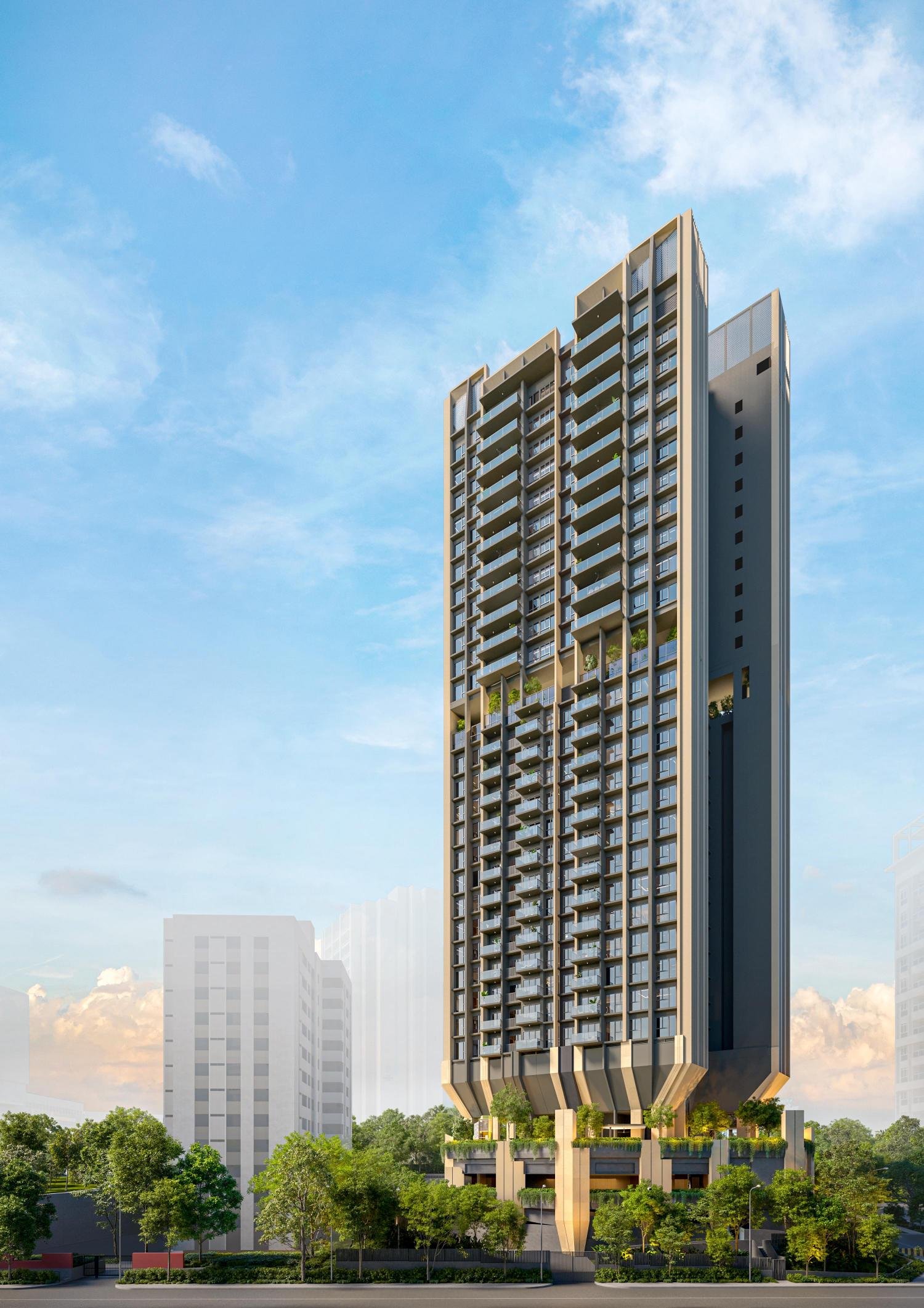 The Serra Residences — artist’s impression of the tower facade and its screening details
