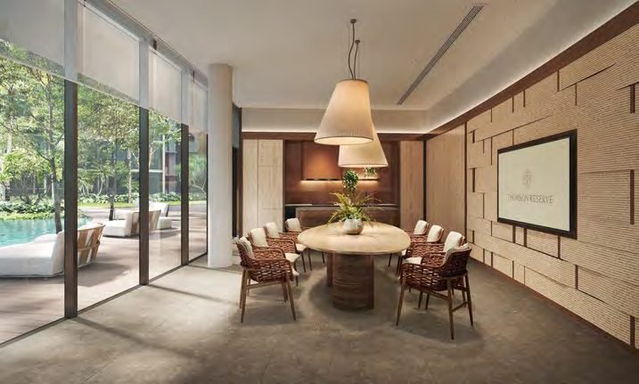 Thomson Reserve — artist’s impression of the Cedar Room function room with a round dining table